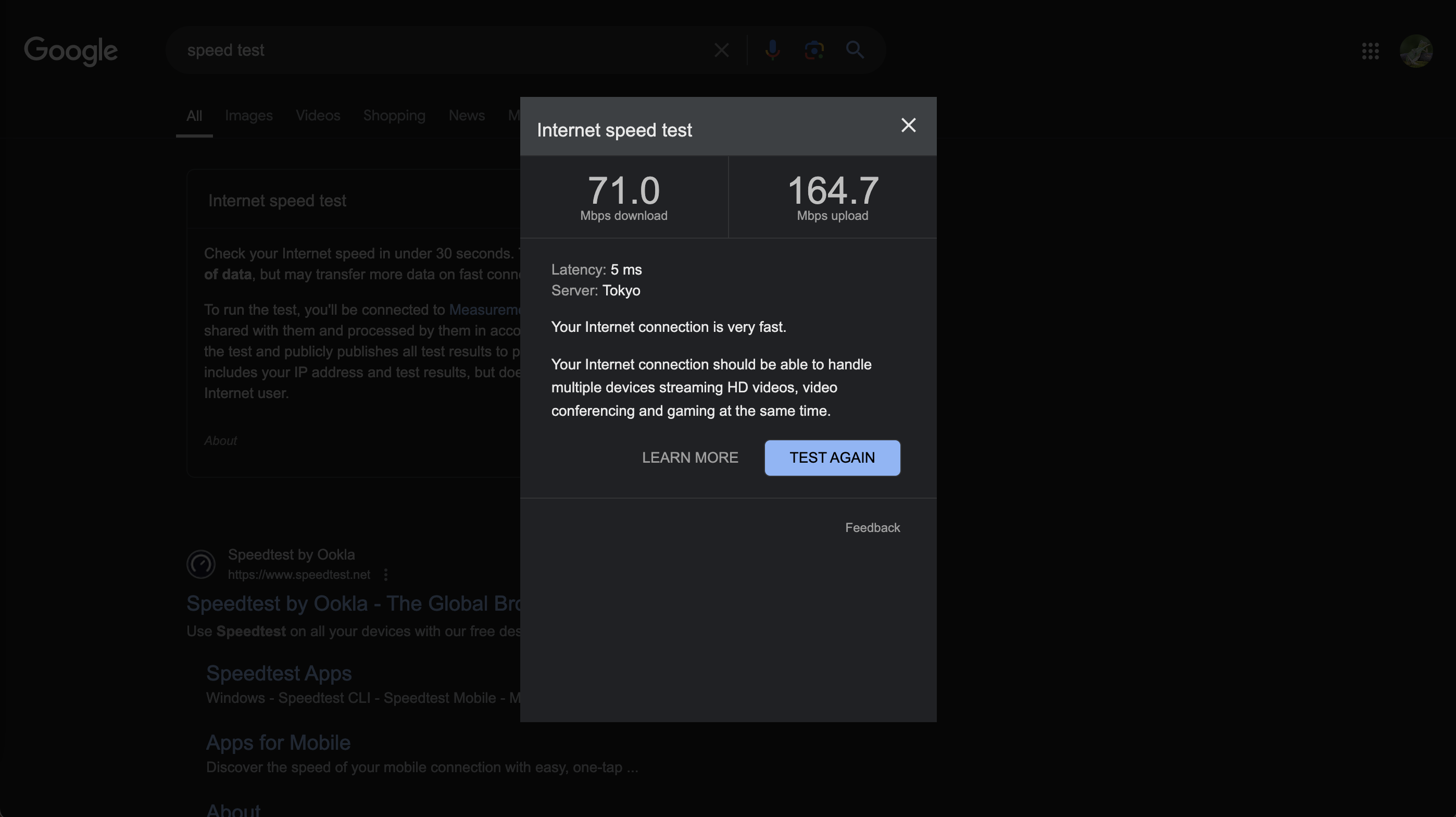 Speed test